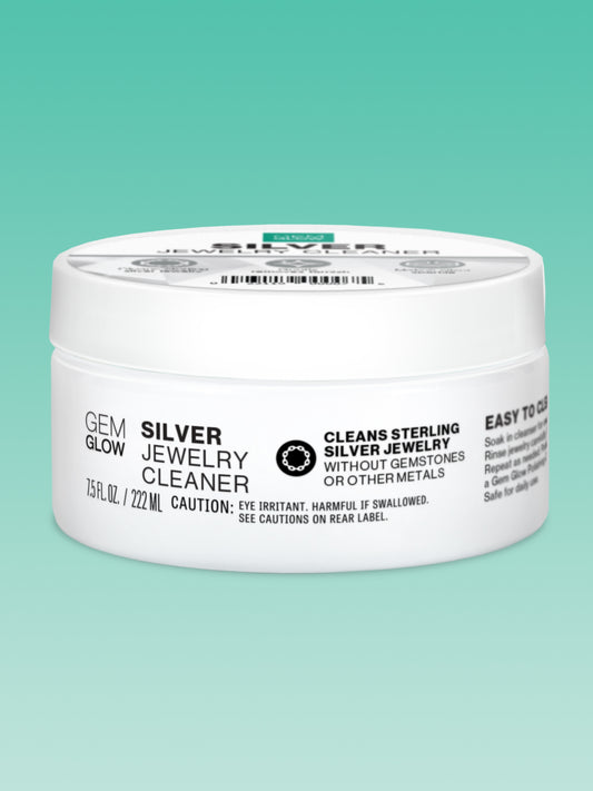 Front view of the GEM GLOW 7.5 oz. Silver Jewelry Cleaner jar.