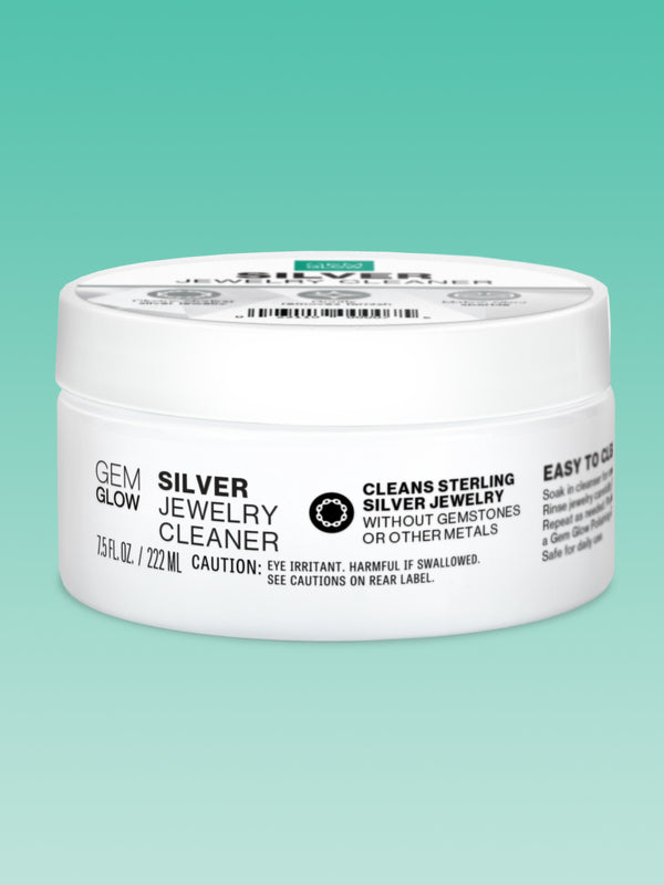 Front view of the GEM GLOW 7.5 oz. Silver Jewelry Cleaner jar.