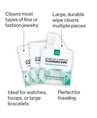 Three Jewelry & Watch Cleansing Wipes with callouts