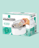 Outer packaging for the GEM GLOW Professional Ultrasonic Cleaner, an at-home jewelry cleaning device. 